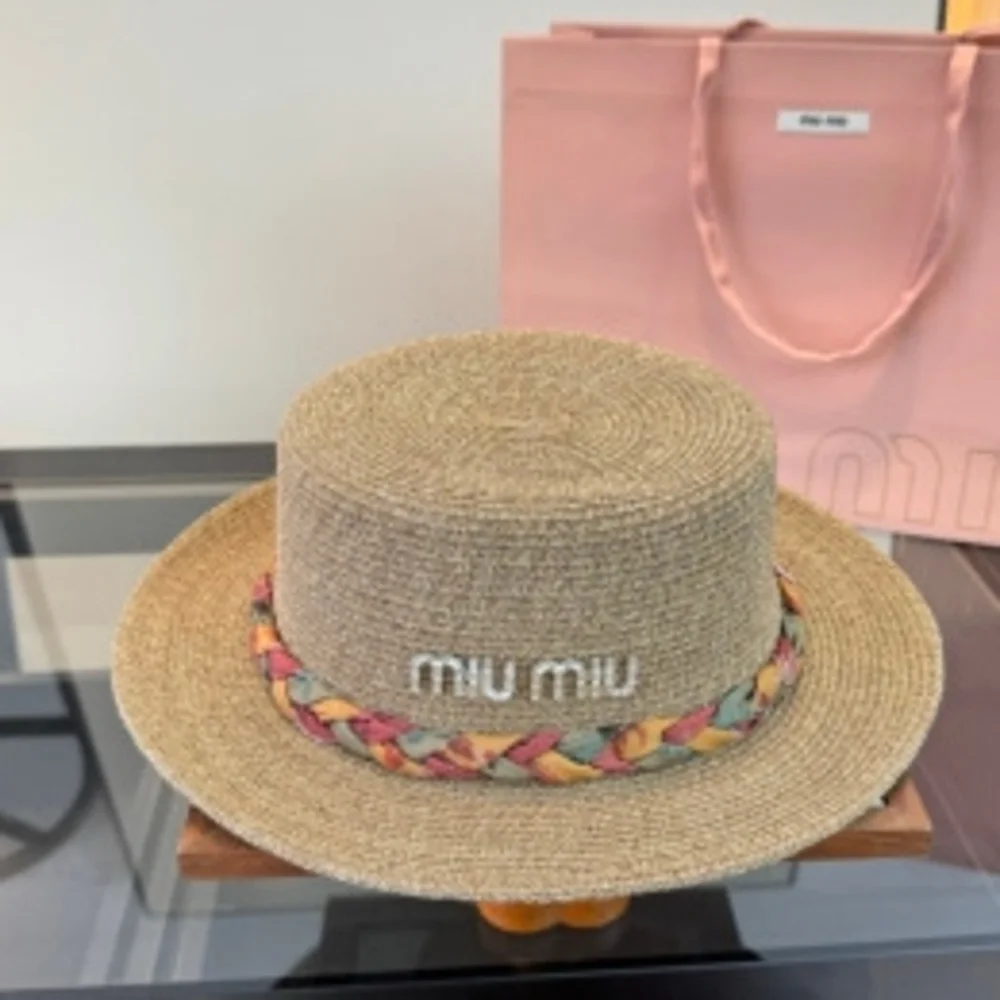 ☁️ Miu Miu ❀ Natural Straw Hat ✧ Colorful Braided Trim